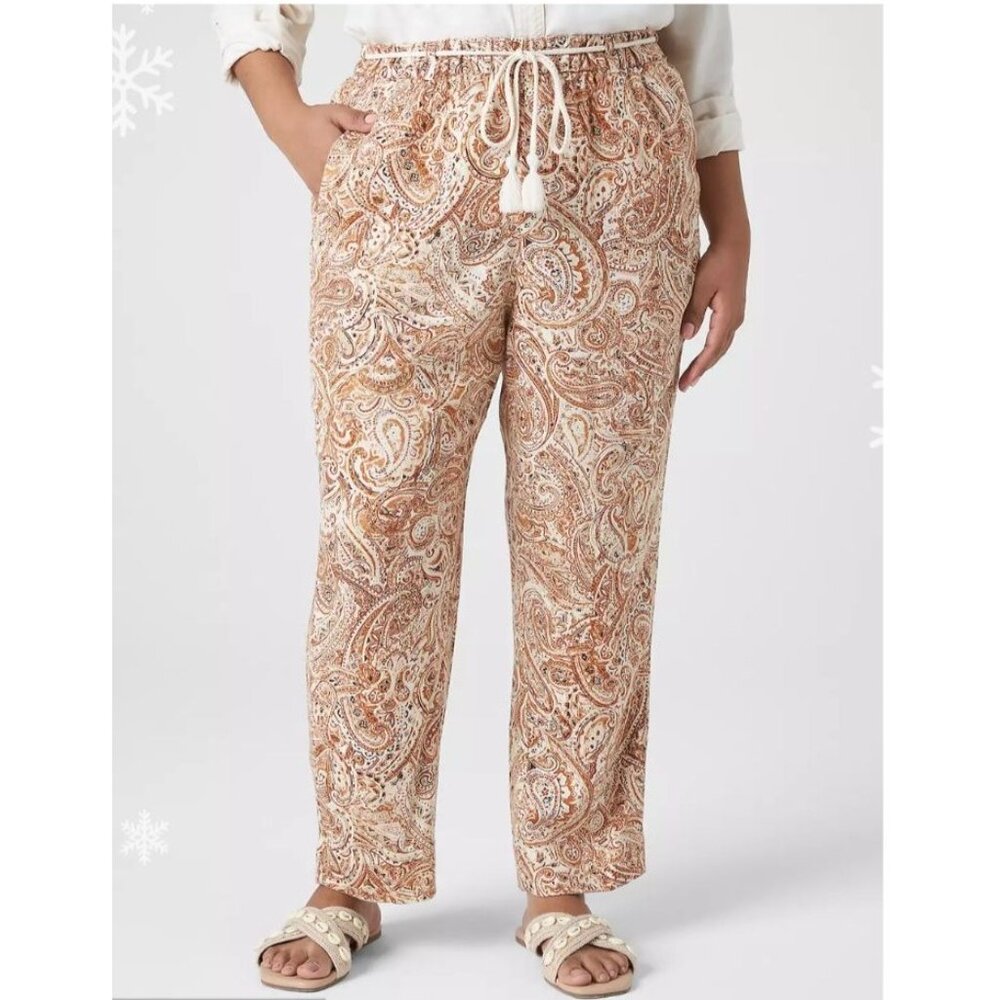 NWT Lane Bryant Printed Woven Straight Ankle Pants in Paisley - 18 - Picture 6 of 9